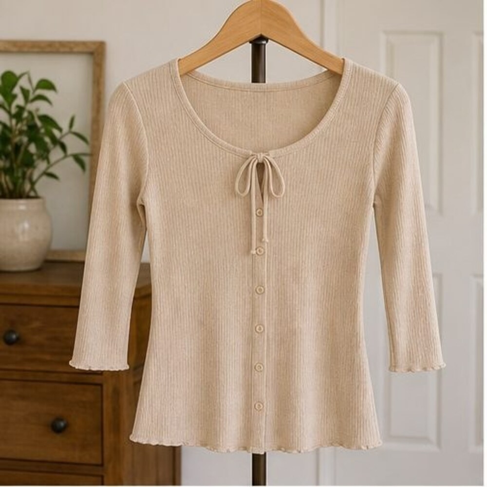 Sand Ruffle Blouse